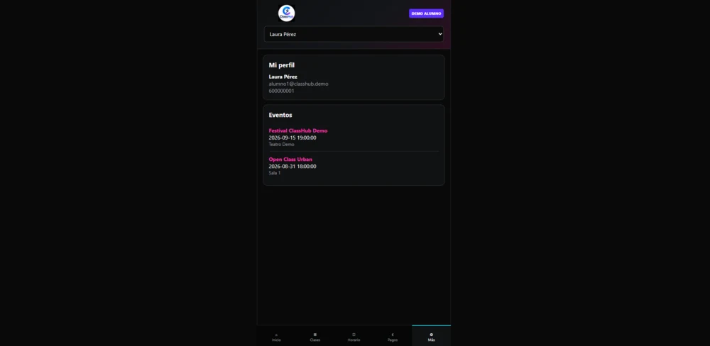 ClassHub Alumno funcionando